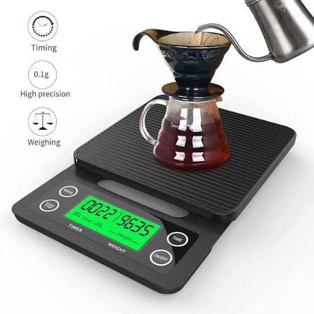 Kitchen scales with timer for coffee making